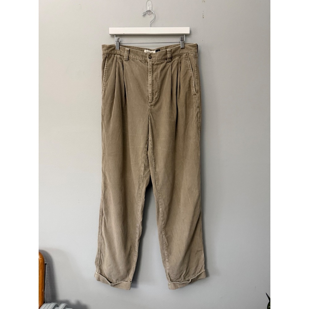 Vintage 90s Men's Gap Easy Fit Wide Wale Corduroy Pants Trousers Pleated 34x34 - Picture 1 of 7